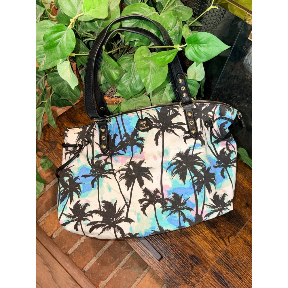 Juicy Couture Tote Bag Women Multicolor Palm Tree Watercolor Canvas Large OS